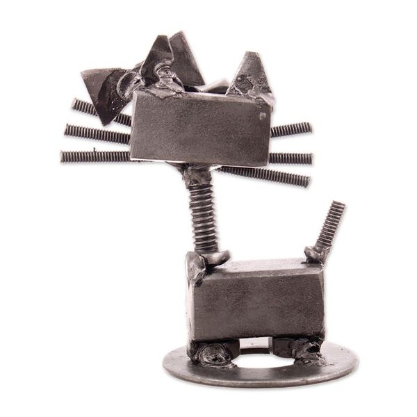 Alternate image for Recycled Auto Part Figurine of Female Cat with a Red Bow Bow Cat