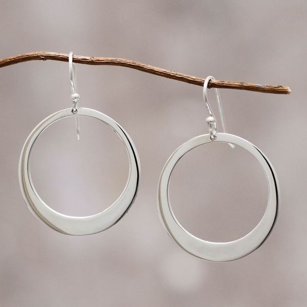 Alternate image for Unique Sterling Silver Dangle Earrings Perfect Moon