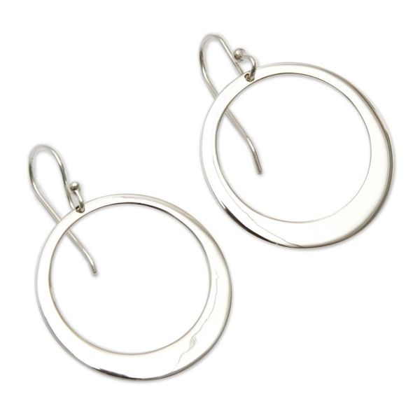 Alternate image for Unique Sterling Silver Dangle Earrings Perfect Moon