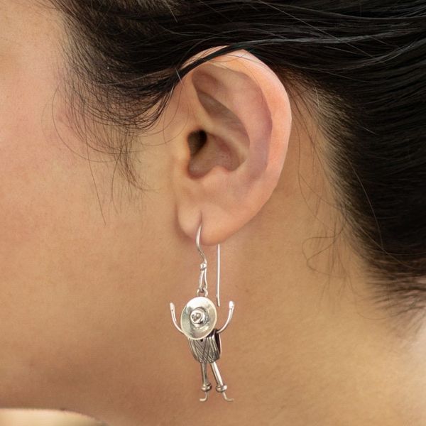 Alternate image for Sterling Silver Dangle Earrings of Andean People from Peru Cuzco Love