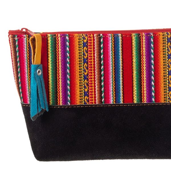 Alternate image for Handmade Wool Trim and Suede Cosmetic Bag from Peru Set of 3 Andean Triplets