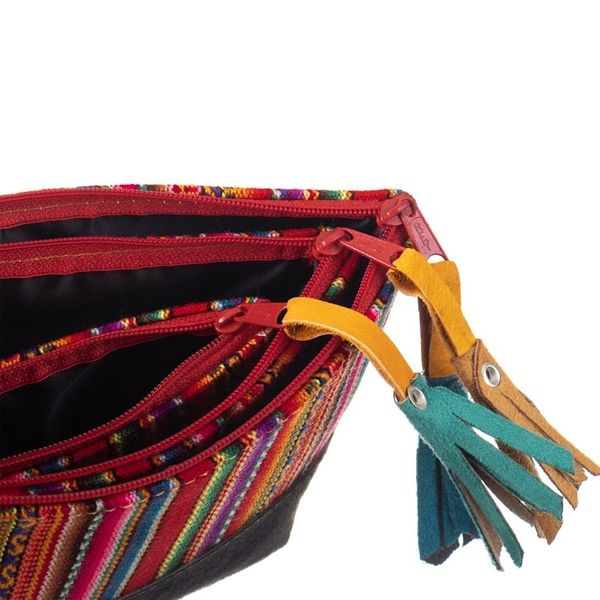 Alternate image for Handmade Wool Trim and Suede Cosmetic Bag from Peru Set of 3 Andean Triplets