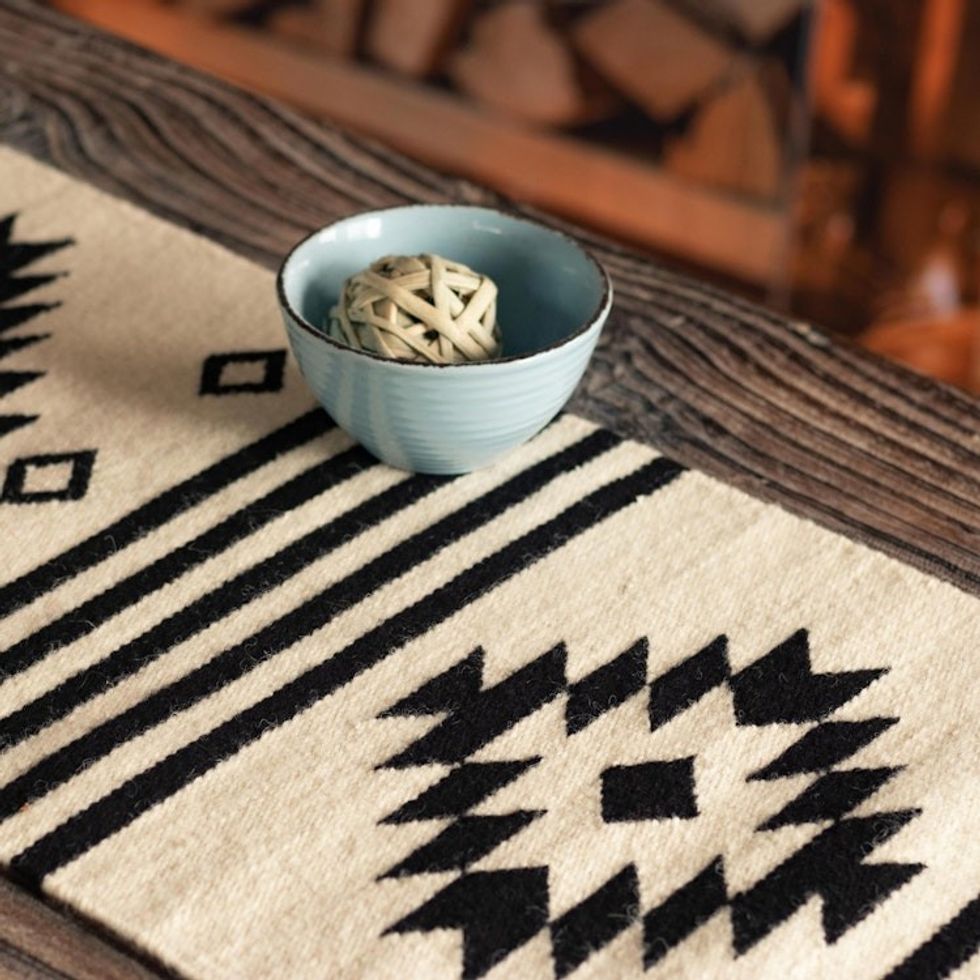Wool Table Runner With Northern Native American Design Peru 'South and North'