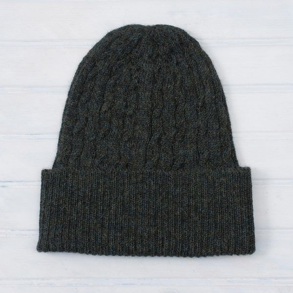 Alternate image for Cable-Knit 100 Alpaca Hat in Moss from Peru Moss Braid Cascade