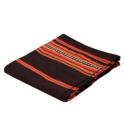 Alternate image for Handwoven Brown and Orange Alpaca Blend Throw Governor