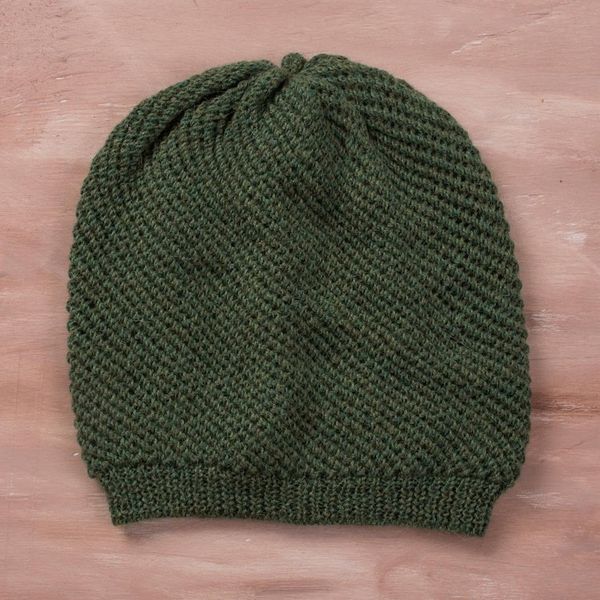 Alternate image for 100 Baby Alpaca Hat in Avocado from Peru Avocado Honeycomb