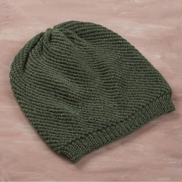 Alternate image for 100 Baby Alpaca Hat in Avocado from Peru Avocado Honeycomb