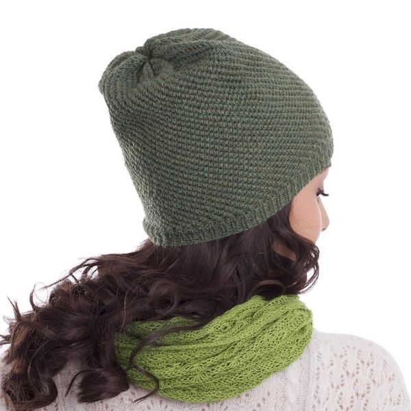 Alternate image for 100 Baby Alpaca Hat in Avocado from Peru Avocado Honeycomb