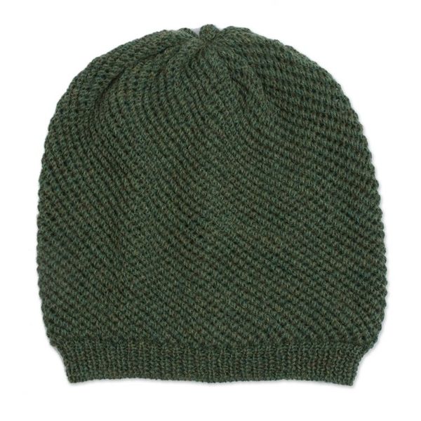 Alternate image for 100 Baby Alpaca Hat in Avocado from Peru Avocado Honeycomb