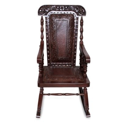 Alternate image for Traditional Wood Leather Rocking Chair Nobility
