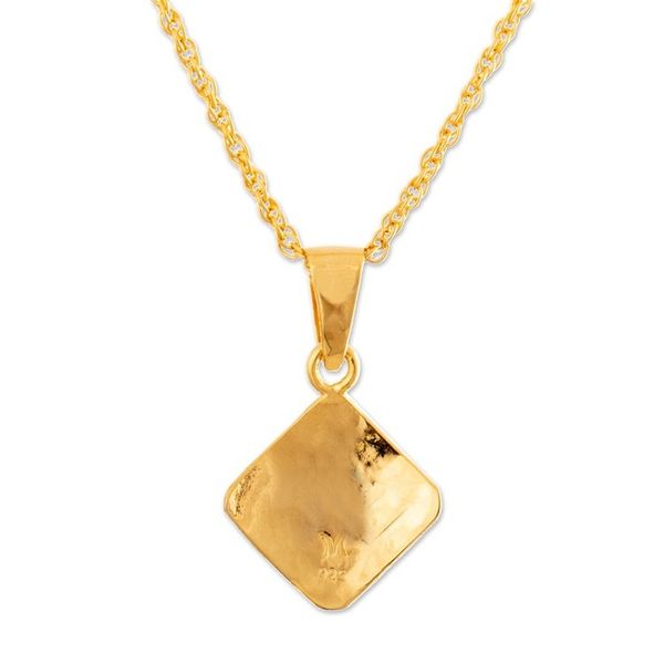 Alternate image for Modern Diamond-Shaped 18k Gold-Plated Pedant Necklace Hammered Gold
