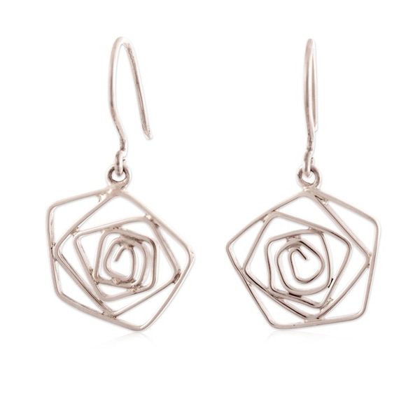 Alternate image for Modern Abstract Rose-Themed Sterling Silver Dangle Earrings Abstract Rose