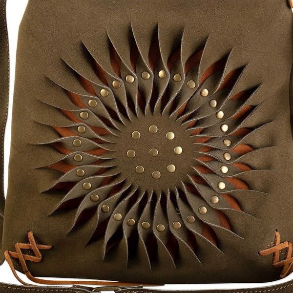 Alternate image for Handcrafted Suede Sling in Olive from Peru Ripple Effect in Olive