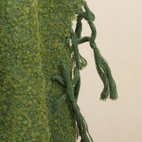 Alternate image for Handwoven Alpaca Blend Shawl in Moss Green from Peru Moss Elegance