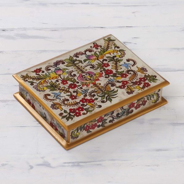 Alternate image for Reverse Painted Glass Jewelry Box Floral Dream