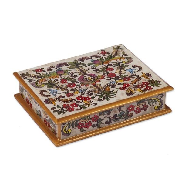 Alternate image for Reverse Painted Glass Jewelry Box Floral Dream