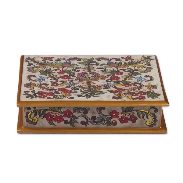 Alternate image for Reverse Painted Glass Jewelry Box Floral Dream