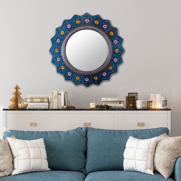 Alternate image for Blue Reverse-Painted Mirror Blue Star