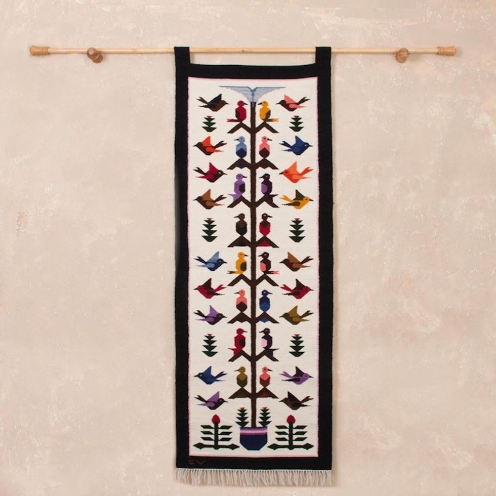 Beautiful Fair Trade Wool Tapestry 'Hummingbird Song'