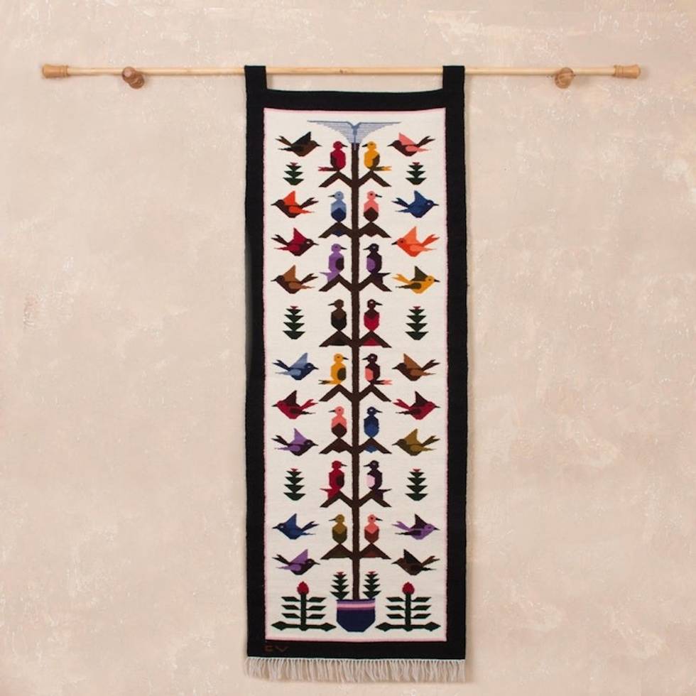 Beautiful Fair Trade Wool Tapestry 'Hummingbird Song'