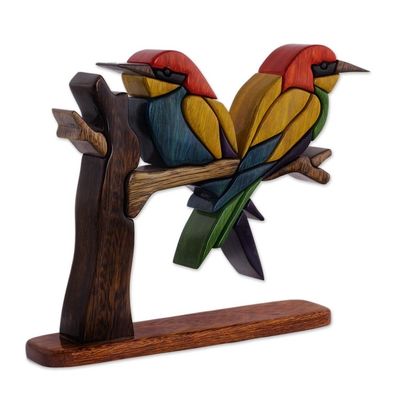 Alternate image for Wood Bird Sculpture Bee Eaters