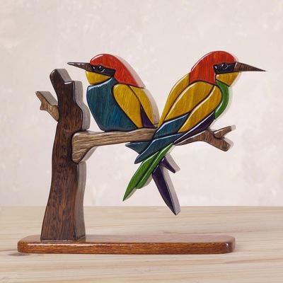 Alternate image for Wood Bird Sculpture Bee Eaters