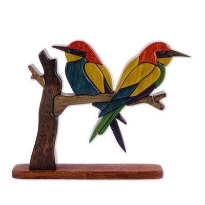 Alternate image for Wood Bird Sculpture Bee Eaters