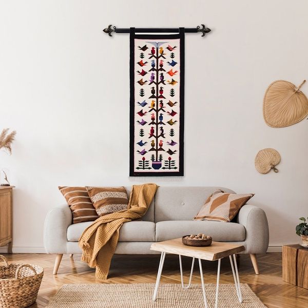 Alternate image for Beautiful Fair Trade Wool Tapestry Hummingbird Song