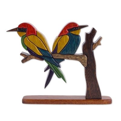 Alternate image for Wood Bird Sculpture Bee Eaters