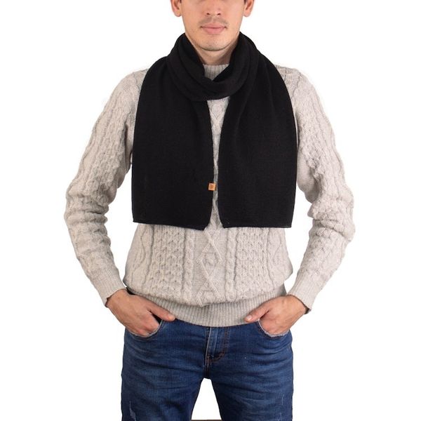 Alternate image for Knit Alpaca Blend Scarf in Black Shade from Peru Cozy Ebony
