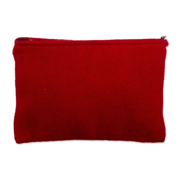 Alternate image for Hand Embroidered Wine Red Wool Cosmetic Bag Highland Wine