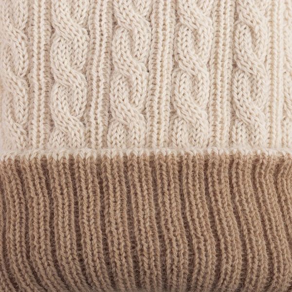 Alternate image for Ivory and Brown 100 Alpaca Reversible Fingerless Mittens Sand Sky