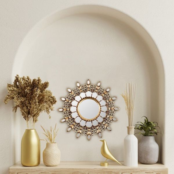 Alternate image for Handmade Bronze Gilded Wood Wall Mirror from Peru Radiant Light