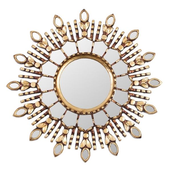 Alternate image for Handmade Bronze Gilded Wood Wall Mirror from Peru Radiant Light