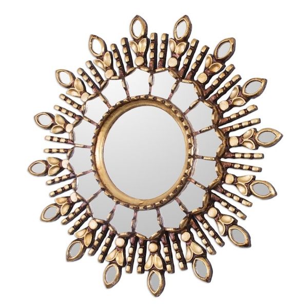 Alternate image for Handmade Bronze Gilded Wood Wall Mirror from Peru Radiant Light