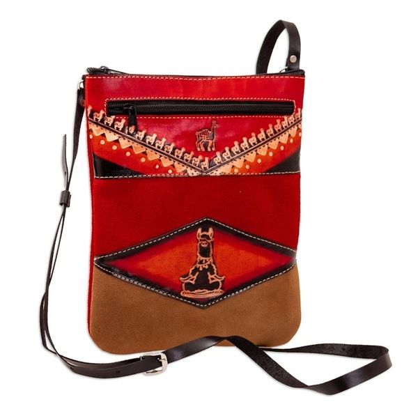 Alternate image for Red Llama Suede Sling with Adjustable Leather Strap Little Red Llama
