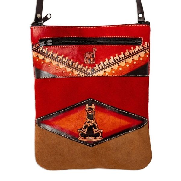 Alternate image for Red Llama Suede Sling with Adjustable Leather Strap Little Red Llama