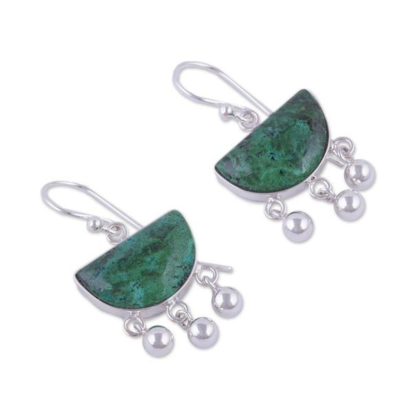 Alternate image for Hand Made Sterling Silver Chrysocolla Dangle Earrings Beautiful Universe