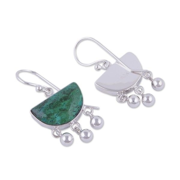 Alternate image for Hand Made Sterling Silver Chrysocolla Dangle Earrings Beautiful Universe
