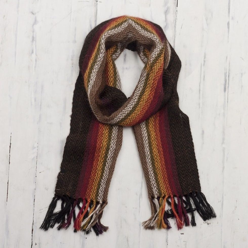 Earth-Toned 100 Alpaca Scarf 'Earth Colors'