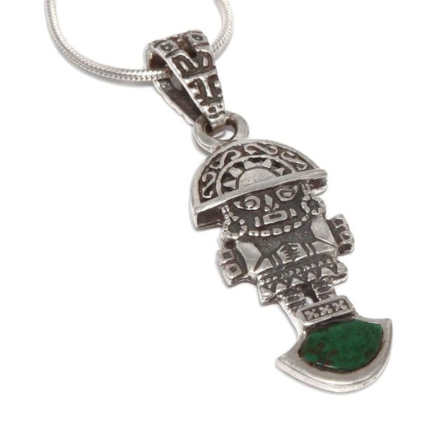 Alternate image for Artisan Crafted Silver and Chrysocolla Pendant Necklace Andean Force