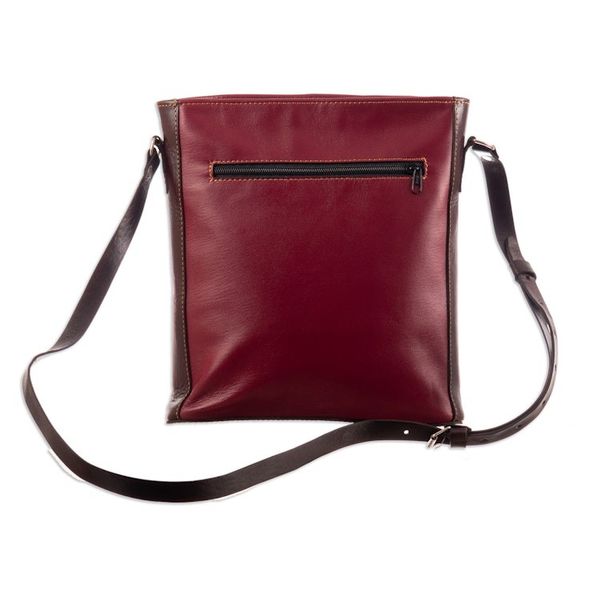 Alternate image for Burgundy Leather Sling Bag with Hand Loomed Wool Accent Route to Adventure
