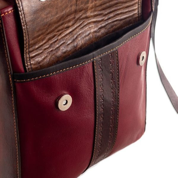 Alternate image for Burgundy Leather Sling Bag with Hand Loomed Wool Accent Route to Adventure