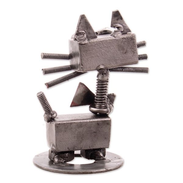 Alternate image for Eco-Friendly Recycled Metal Figurine of a Cat with a Bow Tie Bow Tie Cat
