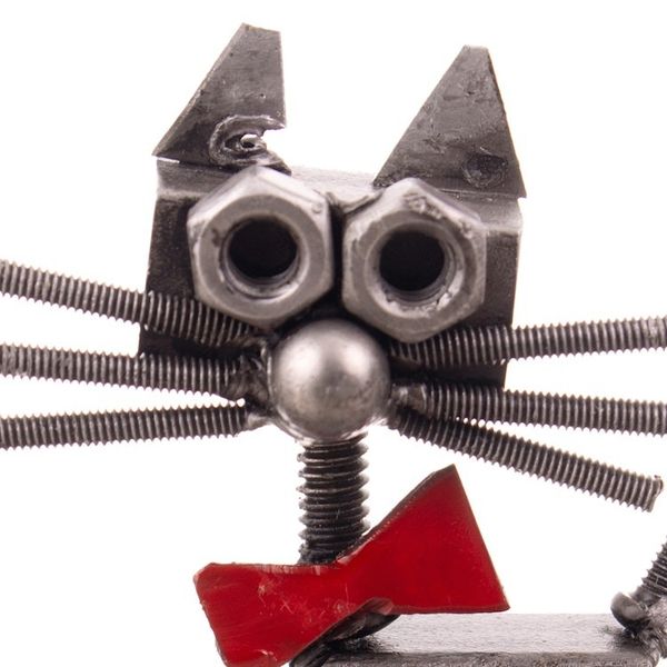Alternate image for Eco-Friendly Recycled Metal Figurine of a Cat with a Bow Tie Bow Tie Cat