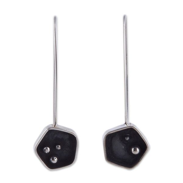 Alternate image for Geometric Sterling Silver Drop Earrings from Peru Pentagon Mystery