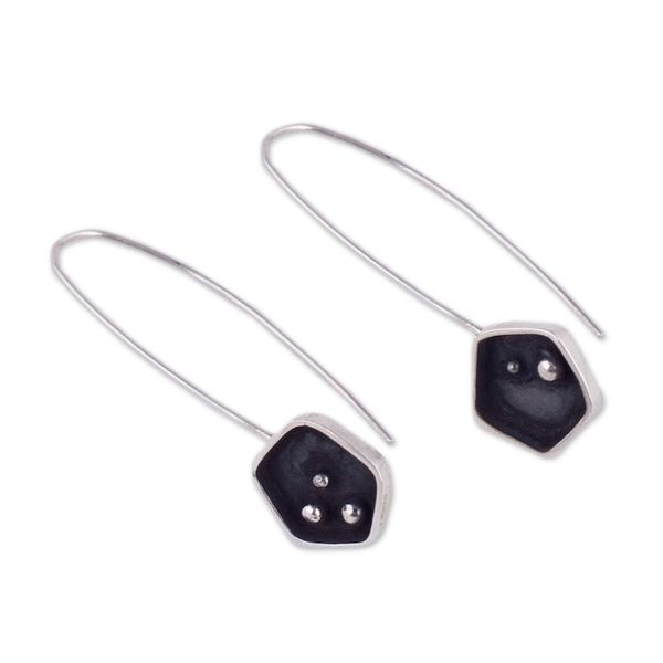 Alternate image for Geometric Sterling Silver Drop Earrings from Peru Pentagon Mystery