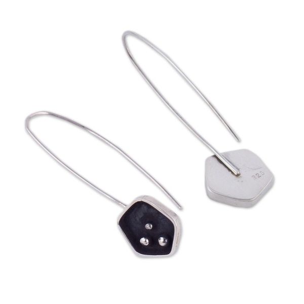 Alternate image for Geometric Sterling Silver Drop Earrings from Peru Pentagon Mystery