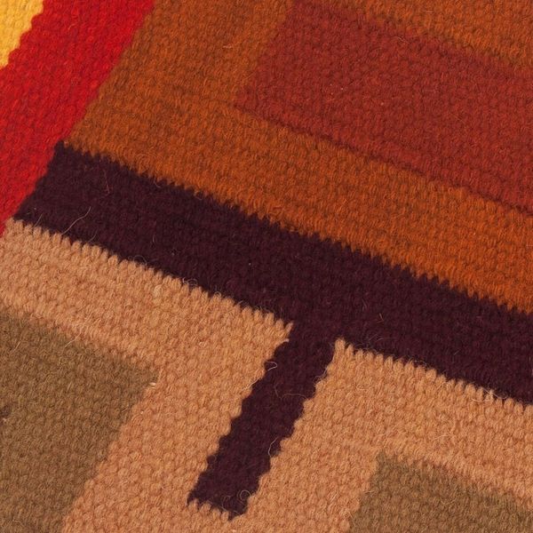 Alternate image for Handwoven Colorful Wool Blend Table Runner from Peru Beauty in Asymmetry