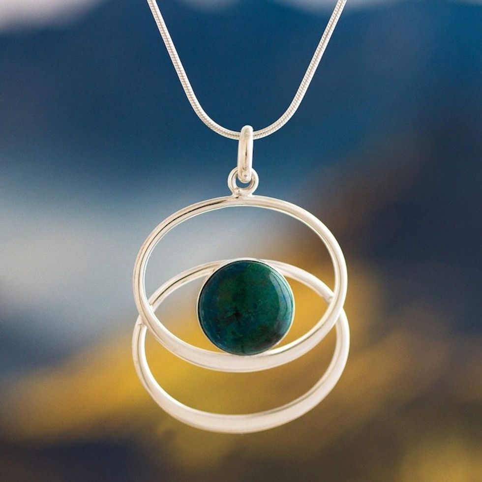Chrysocolla pendant necklace 'Cuddle Me Green'